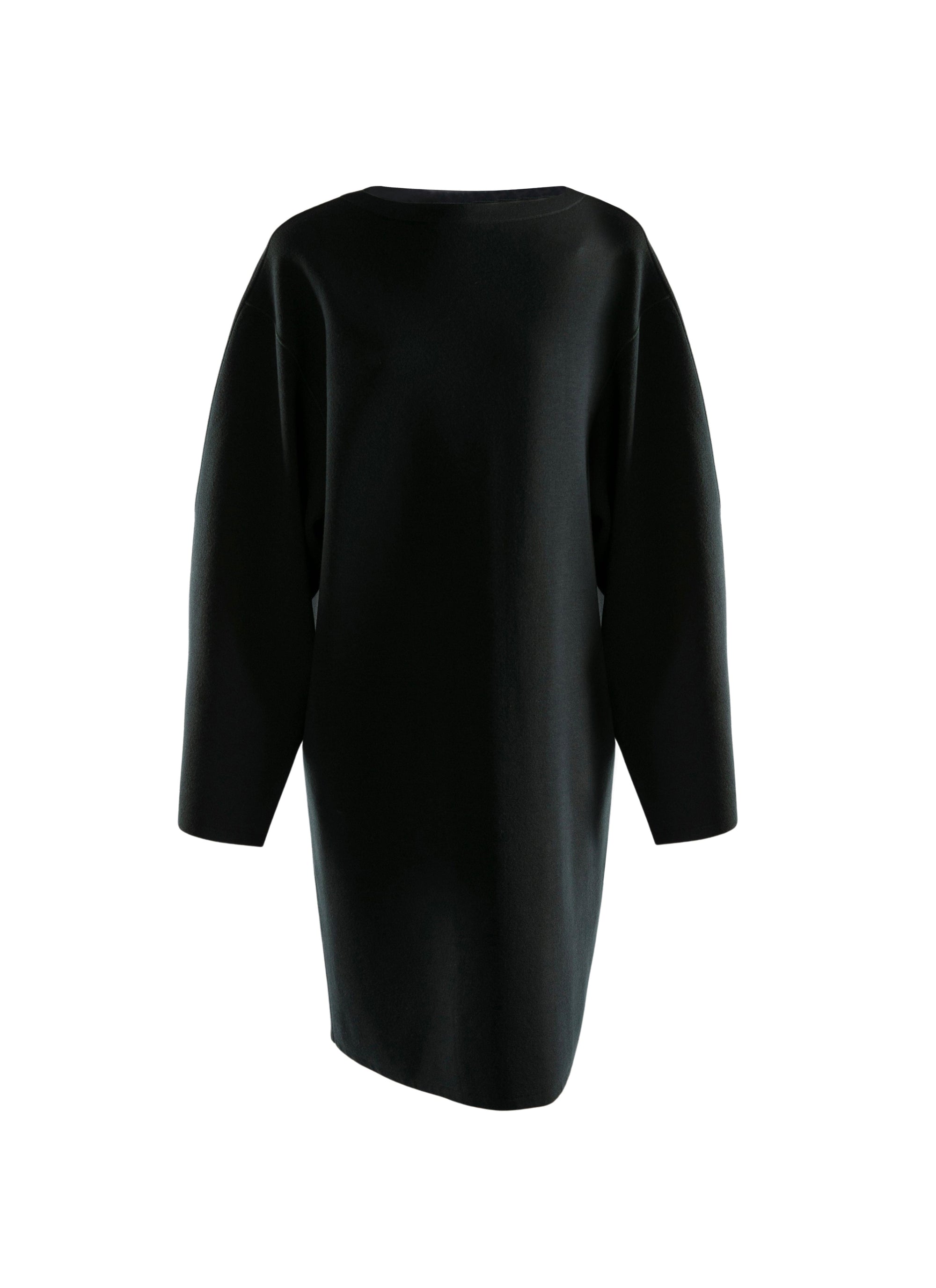 Long-sleeved wool round-neck jumper dress - Forest