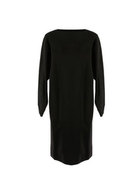 Robe droite à manches longues en laine - Noir