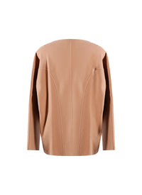 Wool Long Sleeve Short Sweater - Nude