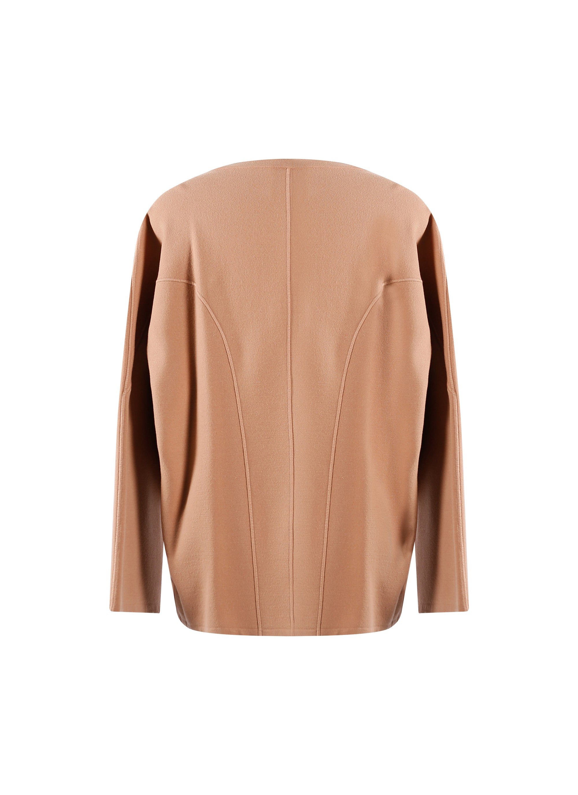 Wool Long Sleeve Short Sweater - Nude