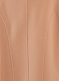 Wool Long Sleeve Short Sweater - Nude