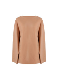 Wool Long Sleeve Short Sweater - Nude