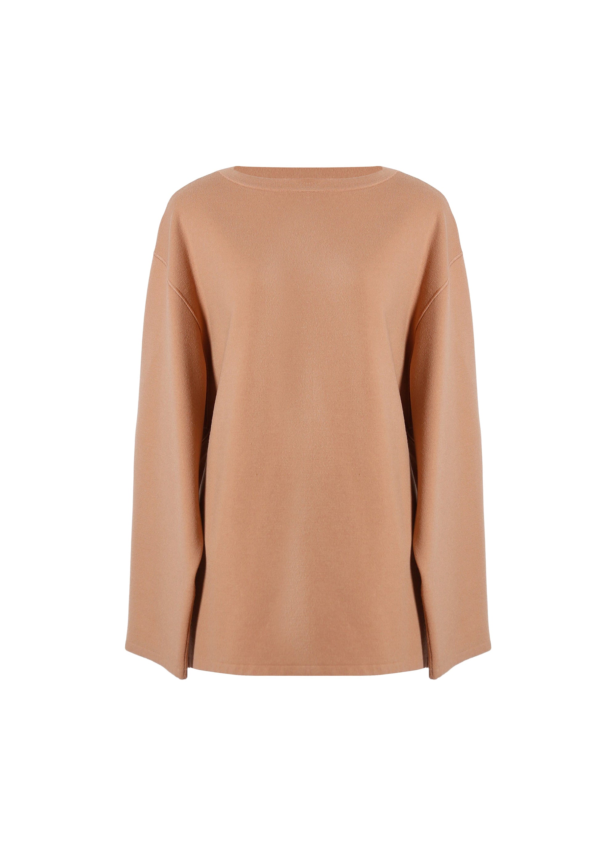 Wool Long Sleeve Short Sweater - Nude