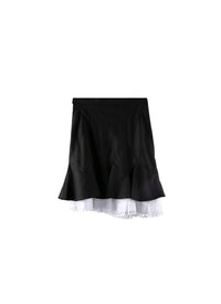 Wool skirt with contrasting embroidered details - Black intense