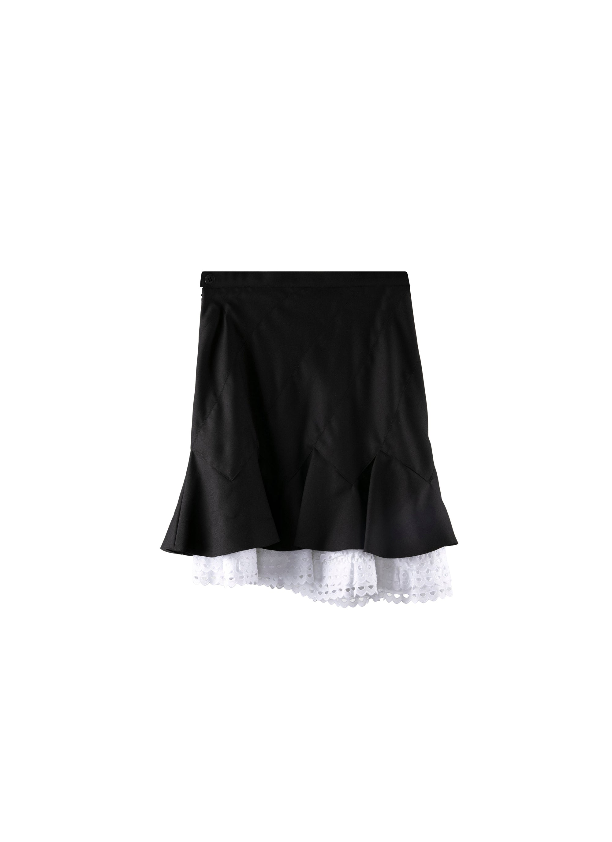 Wool skirt with contrasting embroidered details - Black intense