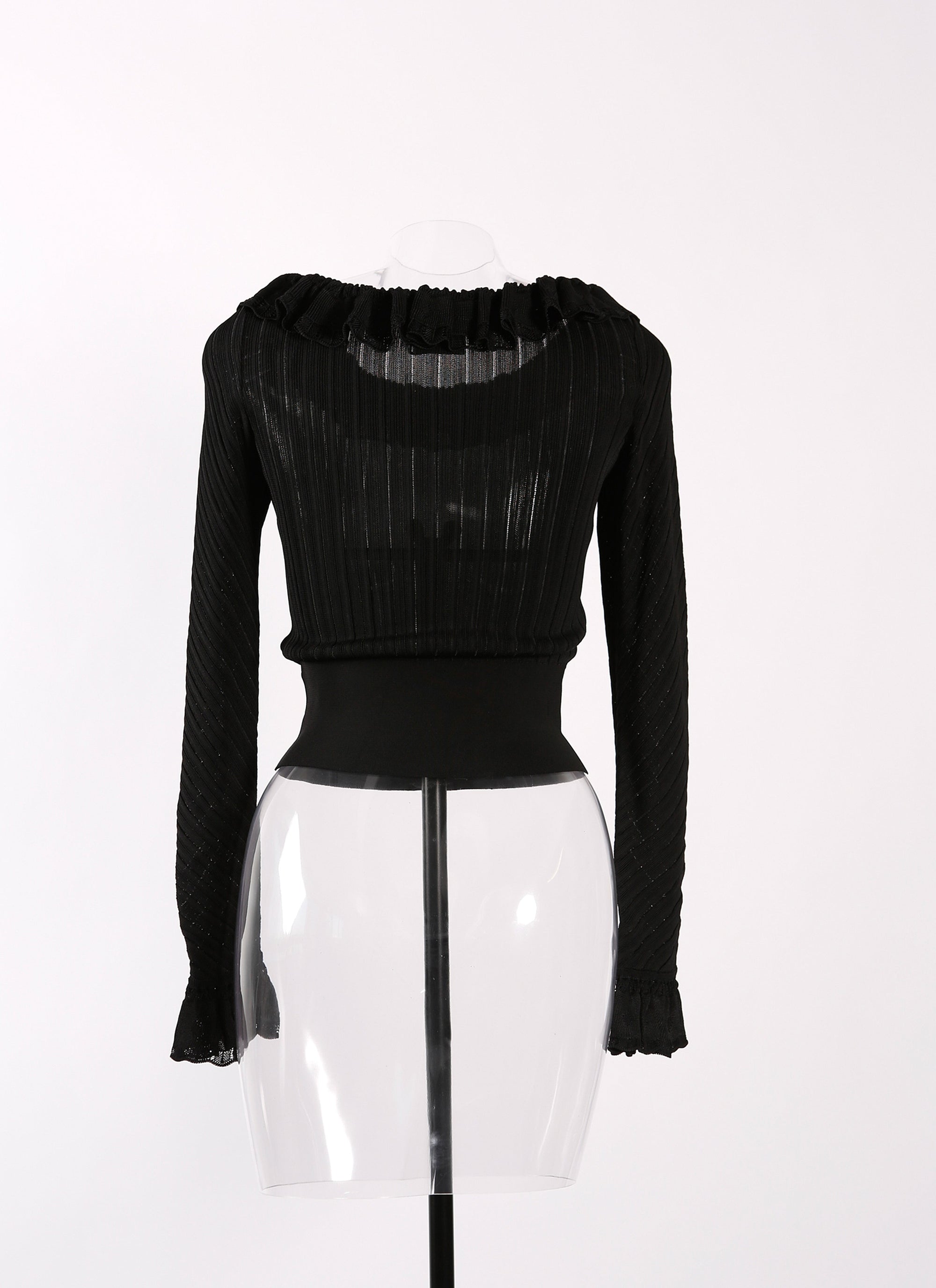 Long-sleeved sheer jumper Knitted Falbalas - Black intense