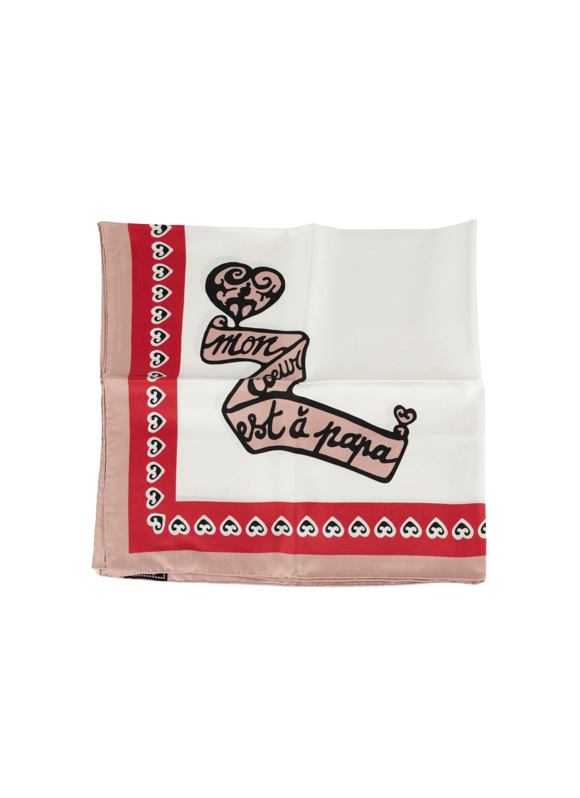 Silk scarf 90x90 - White & Flesh