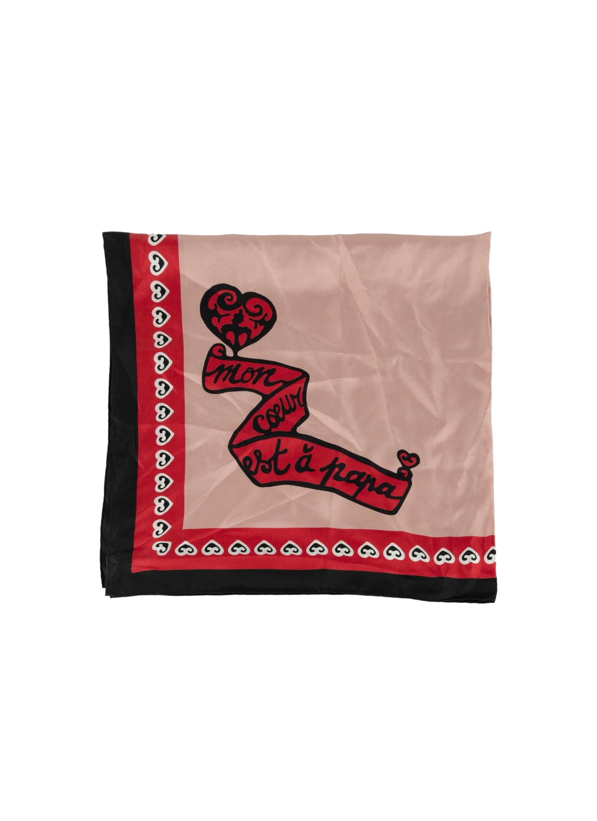 Silk scarf 90x90 - Flesh & Black