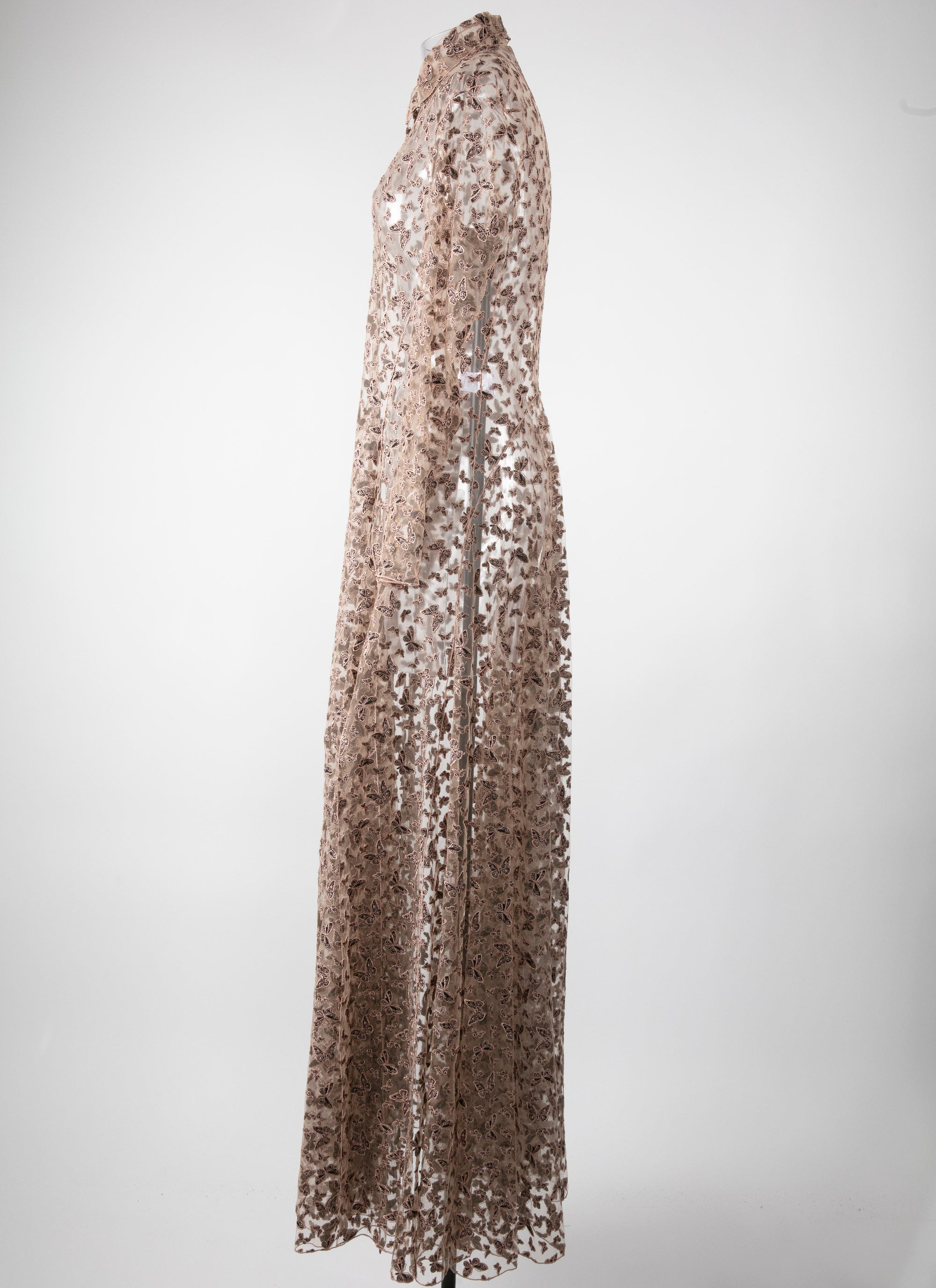Long-sleeved tulle dress - Flesh & Black