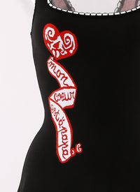 Mon Cœur mesh sleeveless maxi dress - Black & Red