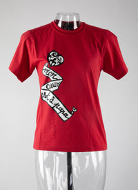 Mon cœur" T-shirt - Red & Black