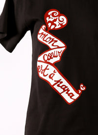 Mon cœur" T-shirt - Black & Red