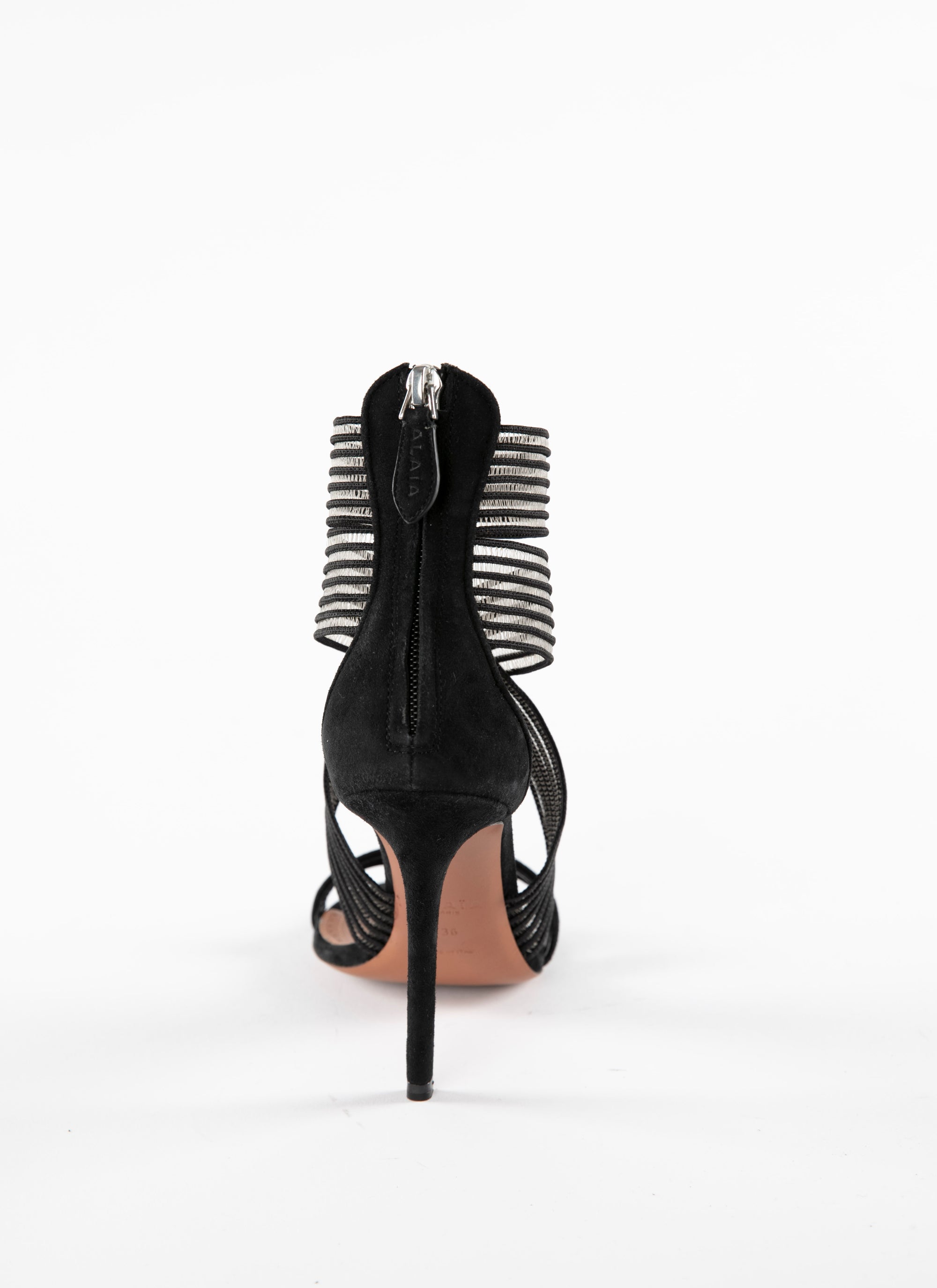 Heeled sandals with elastic cross straps - Black & Black