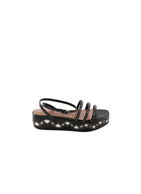 Sandales fines brides à clous en cuir - Noir & Blanc