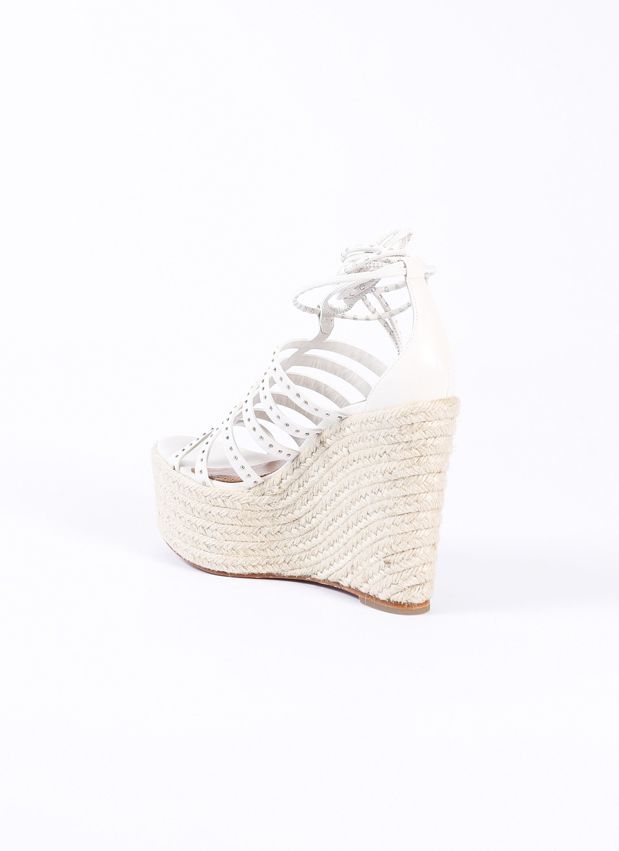 Leather studded sandals - White