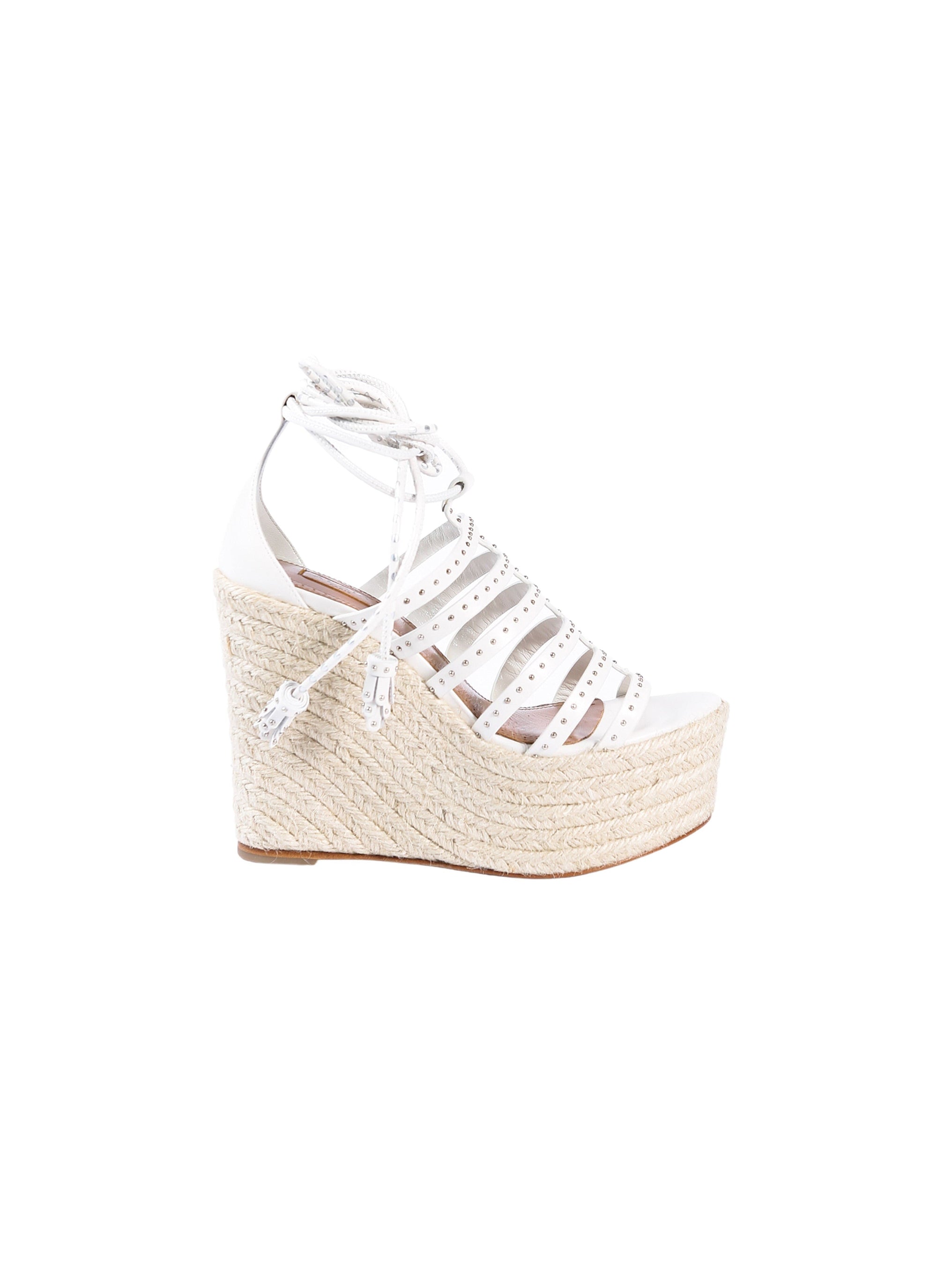 Leather studded sandals - White