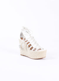 Leather studded sandals - White
