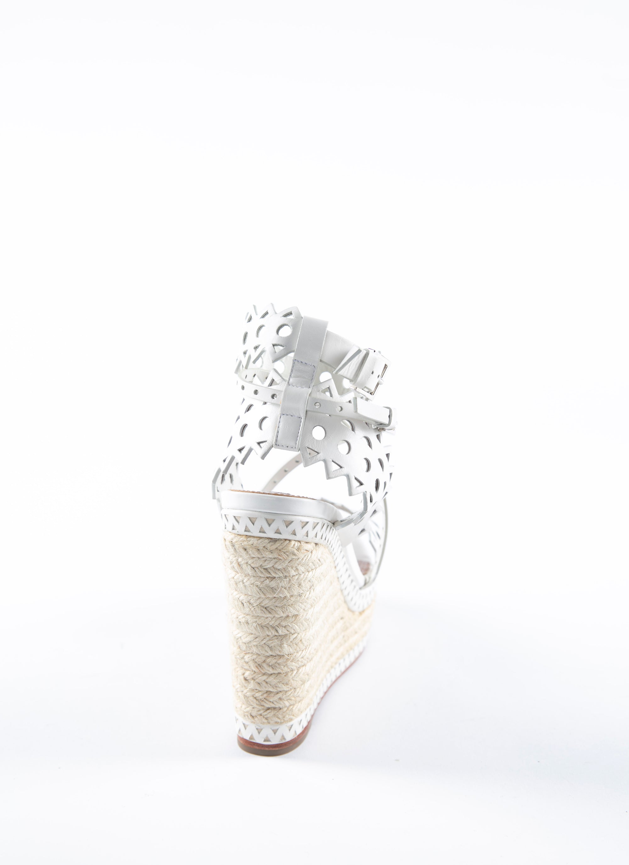 135 wedge espadrille sandals in leather - White
