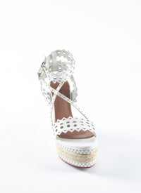 135 wedge espadrille sandals in leather - White