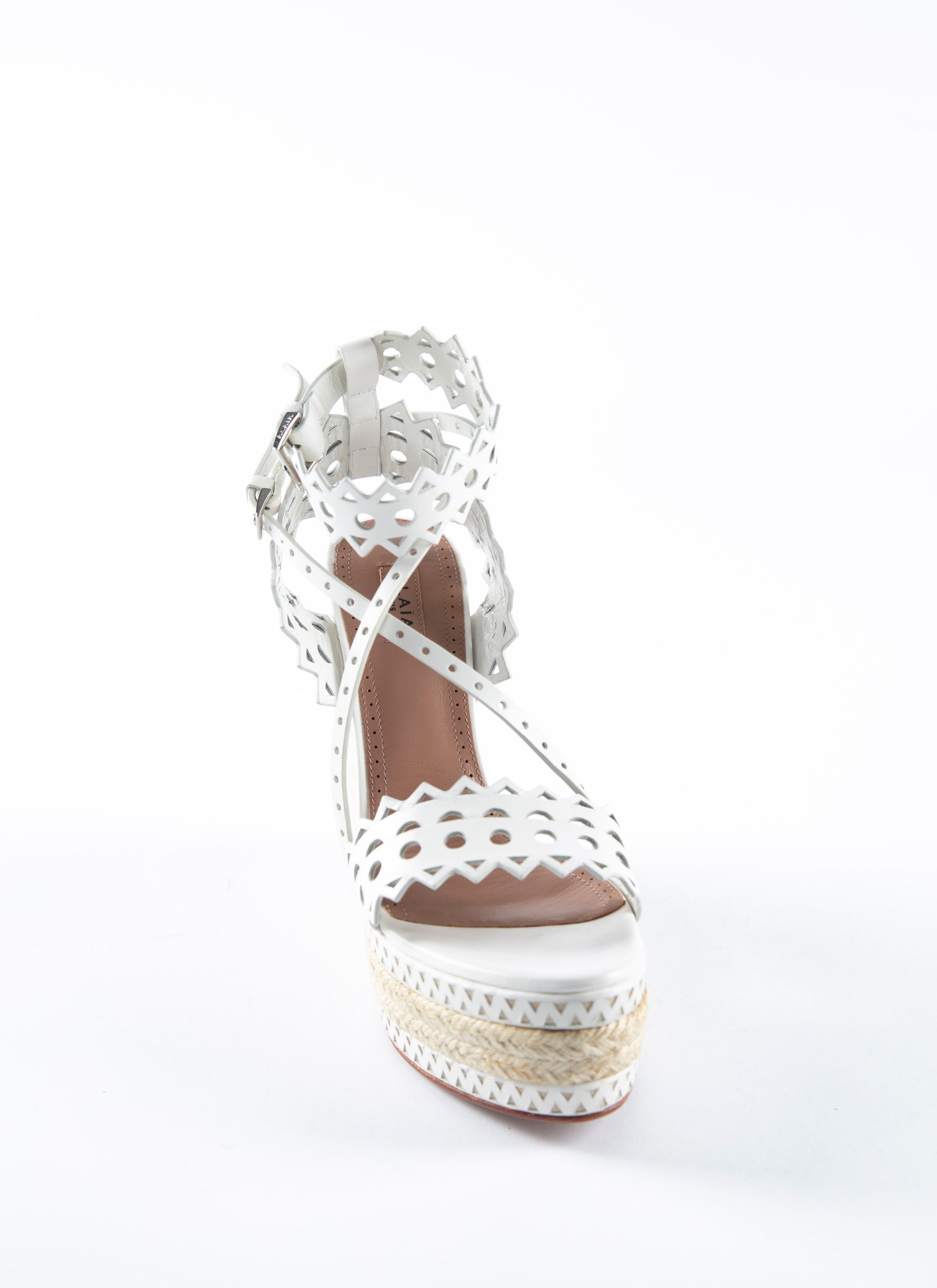 135 wedge espadrille sandals in leather - White