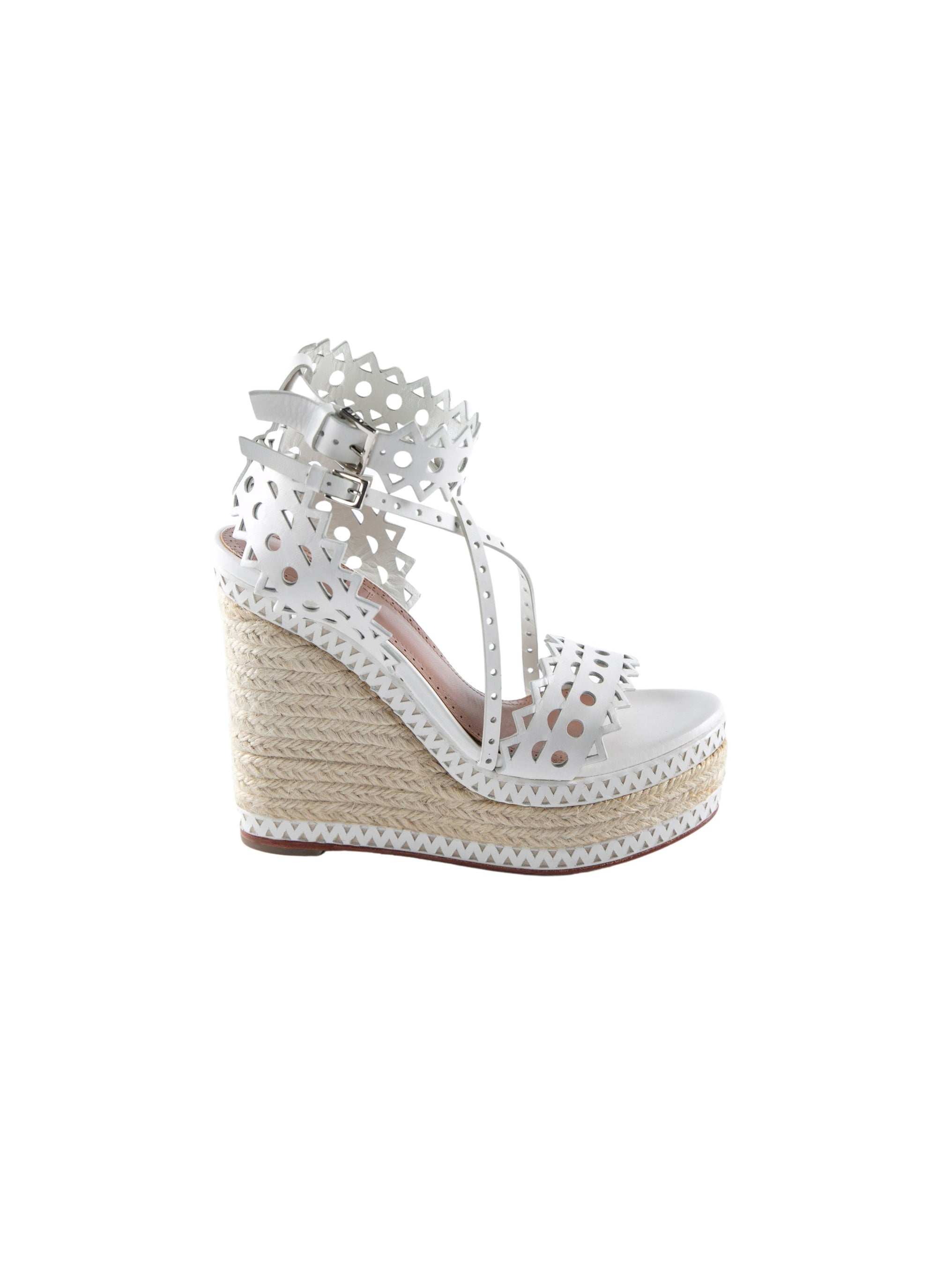 135 wedge espadrille sandals in leather - White
