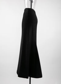 Fitted plain long skirt - Black intense