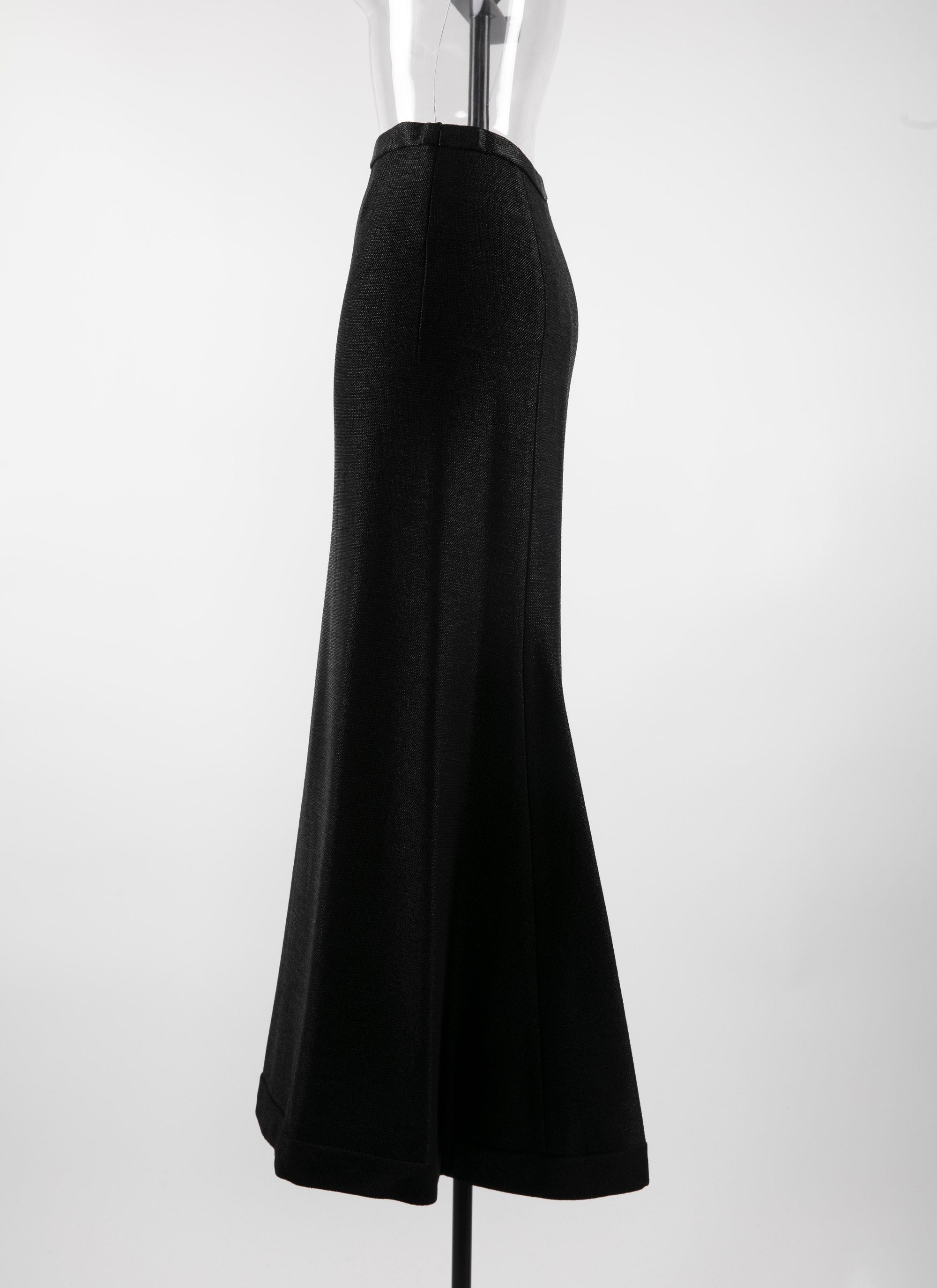Fitted plain long skirt - Black intense