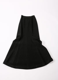 Fitted plain long skirt - Black intense