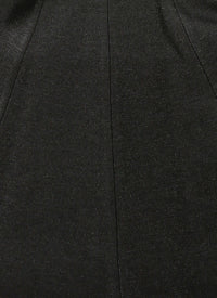 Fitted plain long skirt - Black intense
