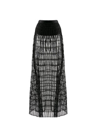 Embroidered sheer midi skirt - Black