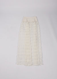 Embroidered sheer midi skirt - White