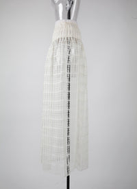 Embroidered sheer midi skirt - White