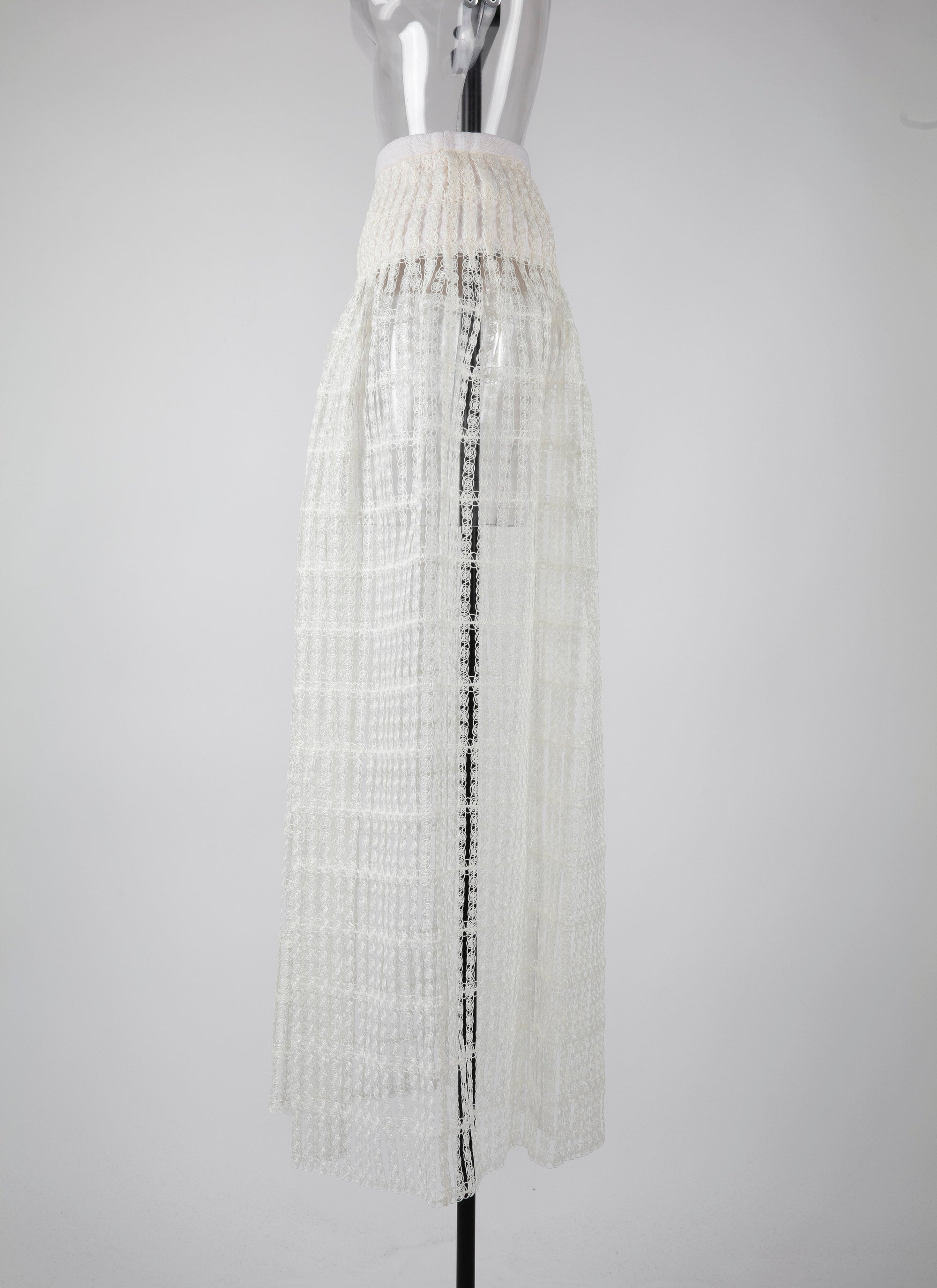 Embroidered sheer midi skirt - White