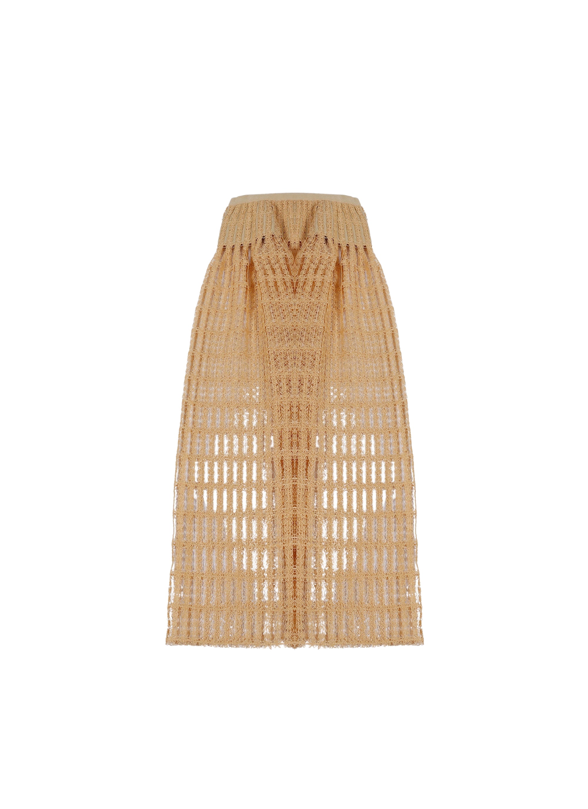 Embroidered sheer midi skirt - Light Beige