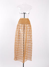 Embroidered sheer midi skirt - Chamois