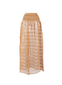 Embroidered sheer midi skirt - Chamois