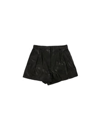 Pleated Short in Leather - Black
