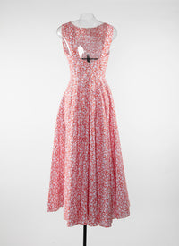 Mid-length patterned Dédale dress - White & Orange
