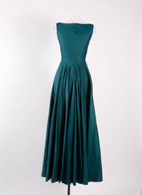 Robe sans manches en gabardine - Vert Marin