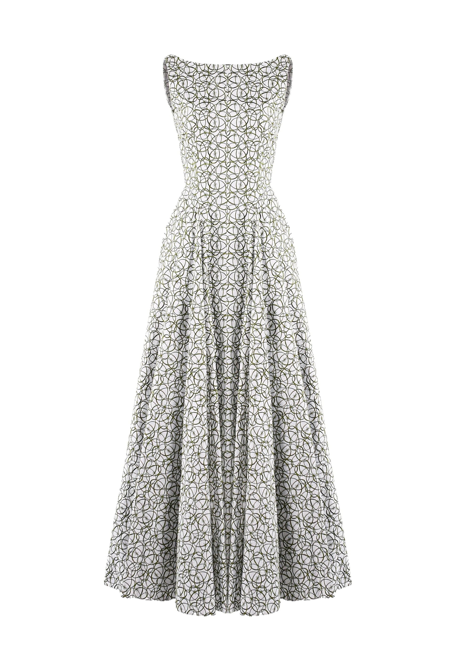 Long sleeveless Daedalus dress - White & Green