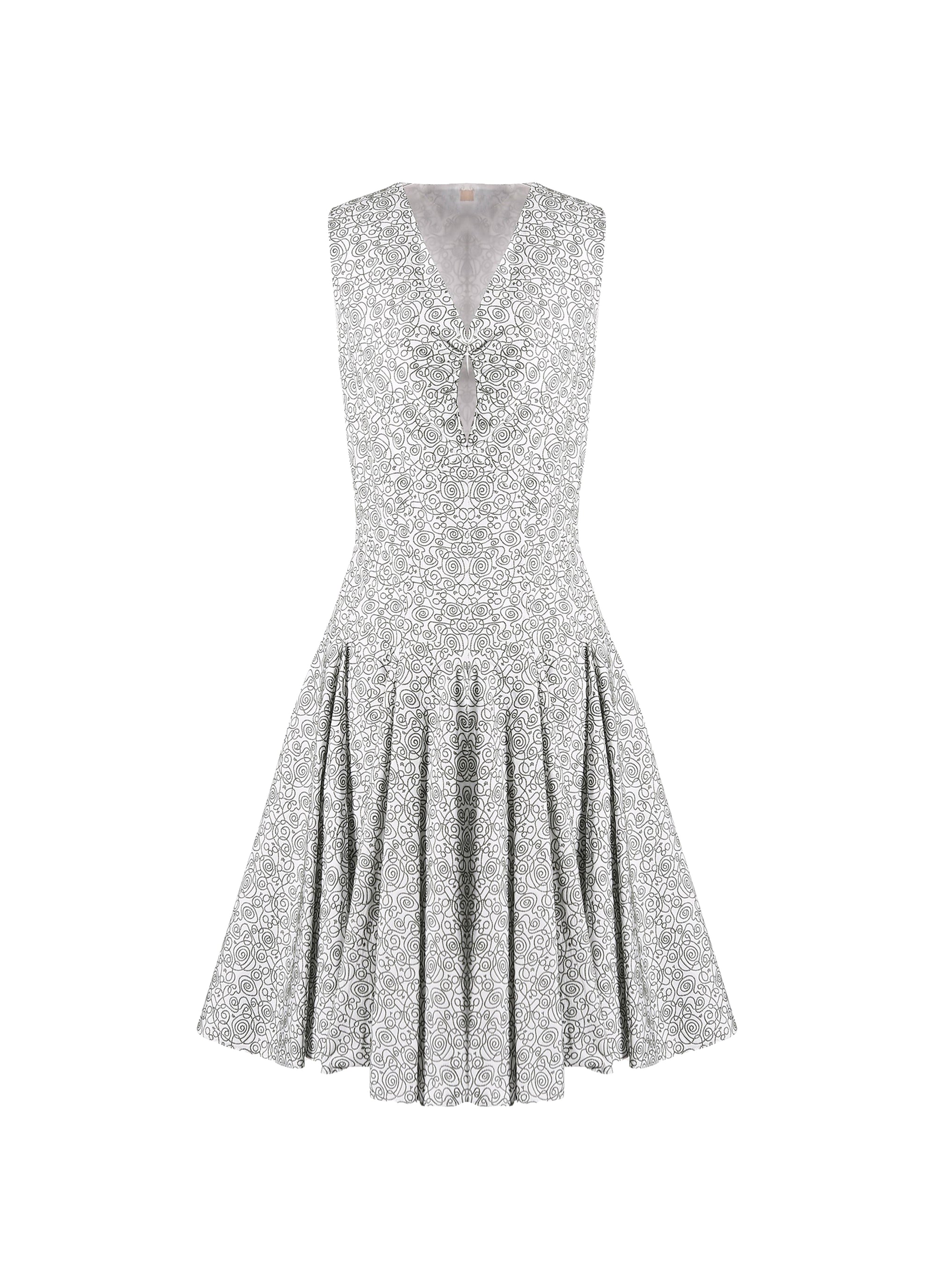 Sleeveless Daedalus dress - White & Green