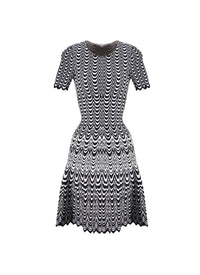 Robe à manches courtes Vagues en maille - Nuit & Blanc
