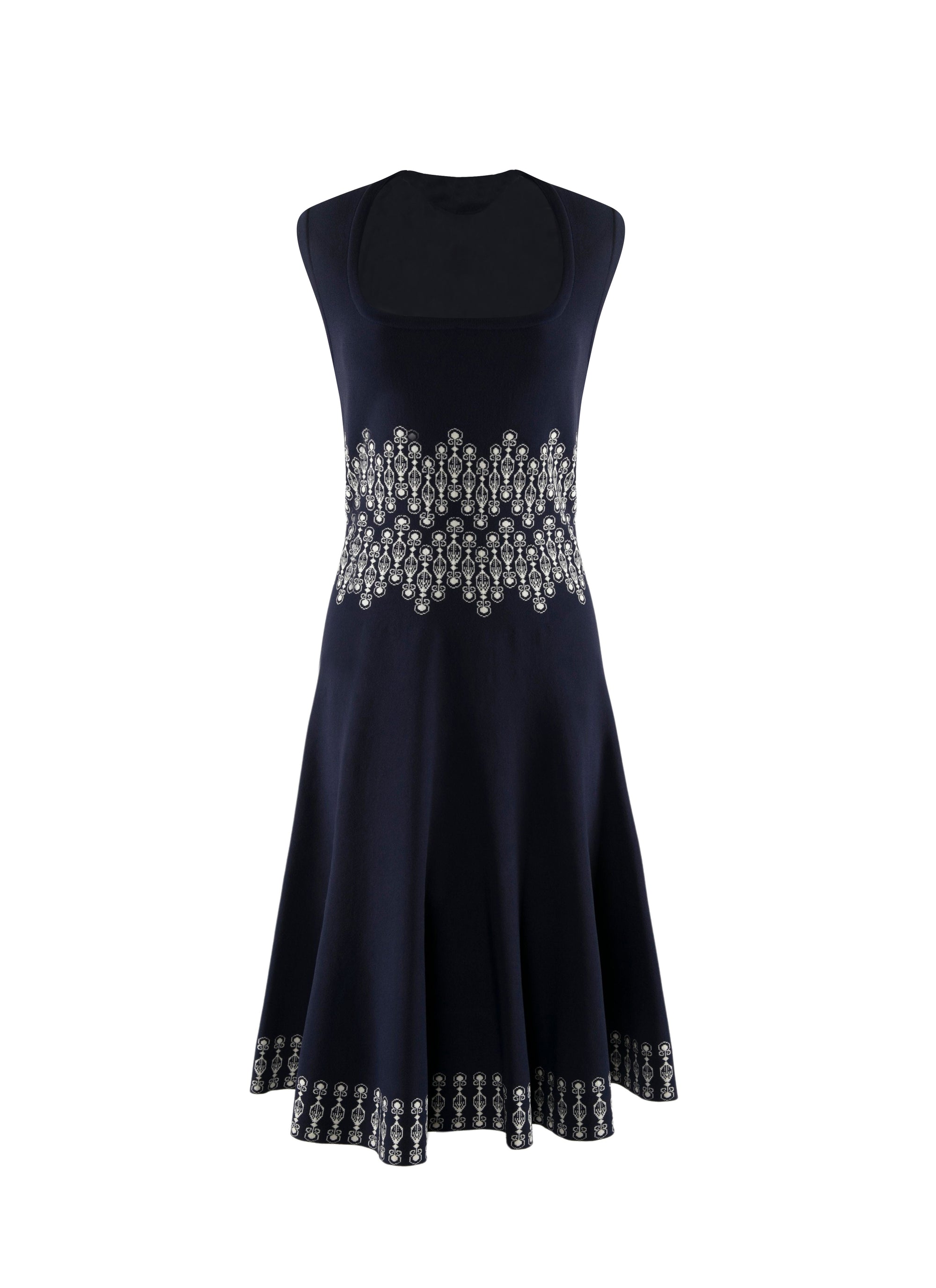 Robe sans manches à ceinture imprimée - Nuit & Blanc