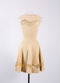 Sleeveless lace dress - Light Beige