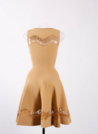 Sleeveless lace dress - Chamois