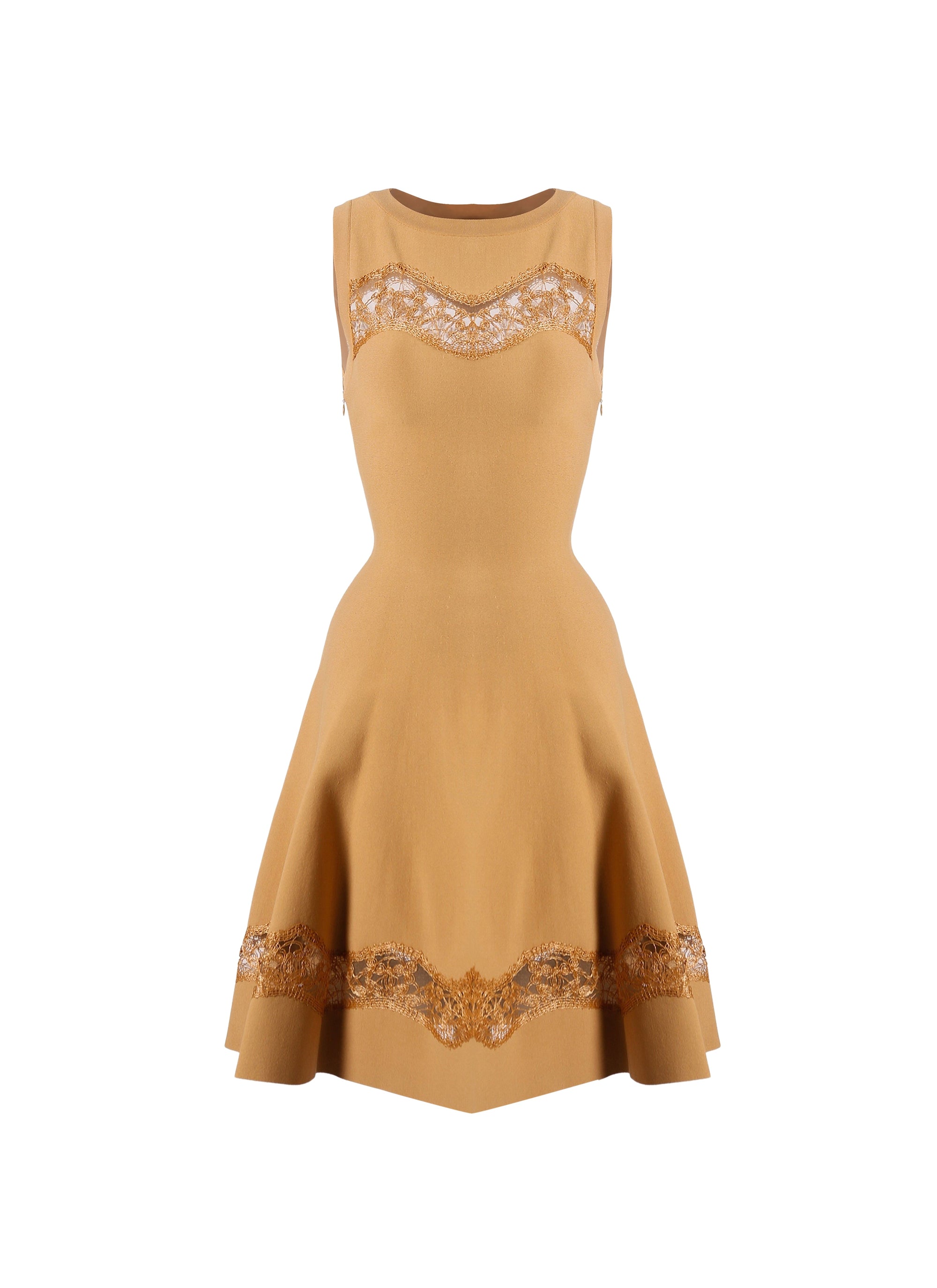 Sleeveless lace dress - Chamois