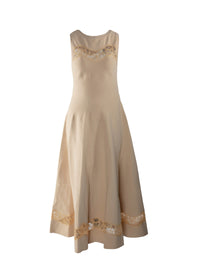 Lace mid-length skater dress - Light Beige