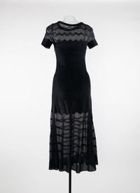 Short-sleeved dress with sheer details - Night