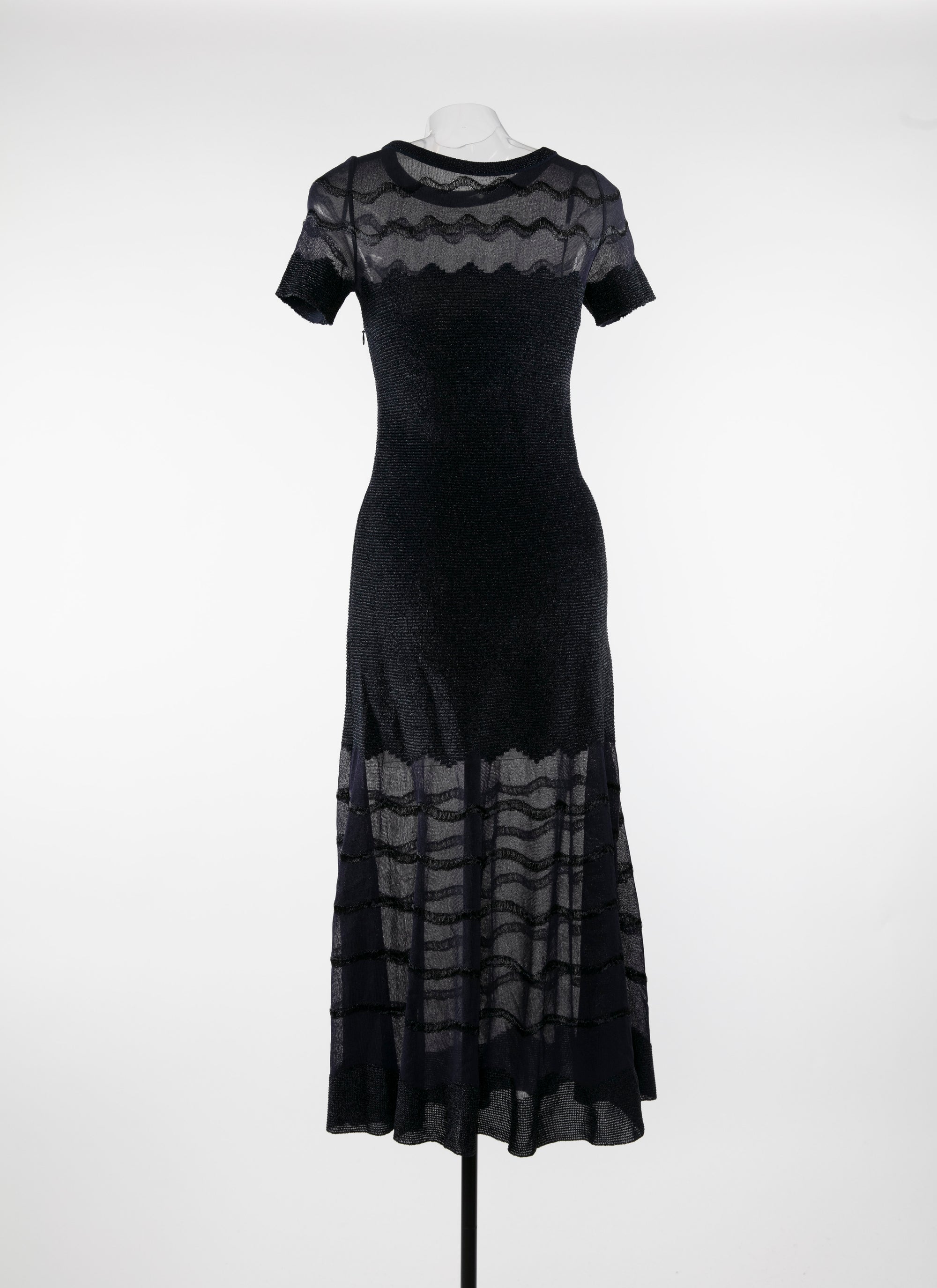 Short-sleeved dress with sheer details - Night