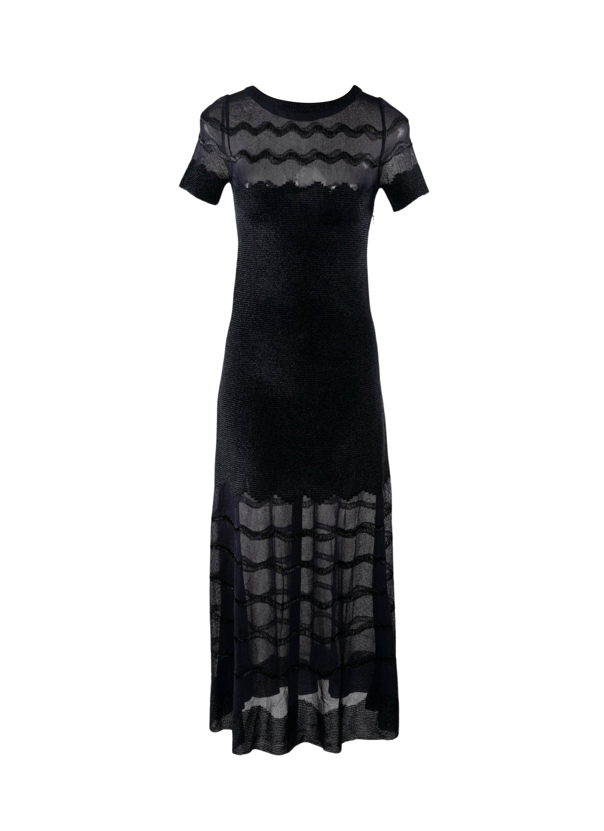 Short-sleeved dress with sheer details - Night